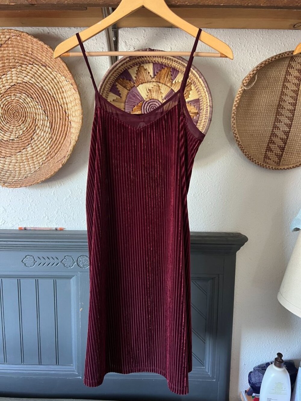 y2k burgundy wine slip dress, burnout velvet slip Dress, whimsigoth Medium
